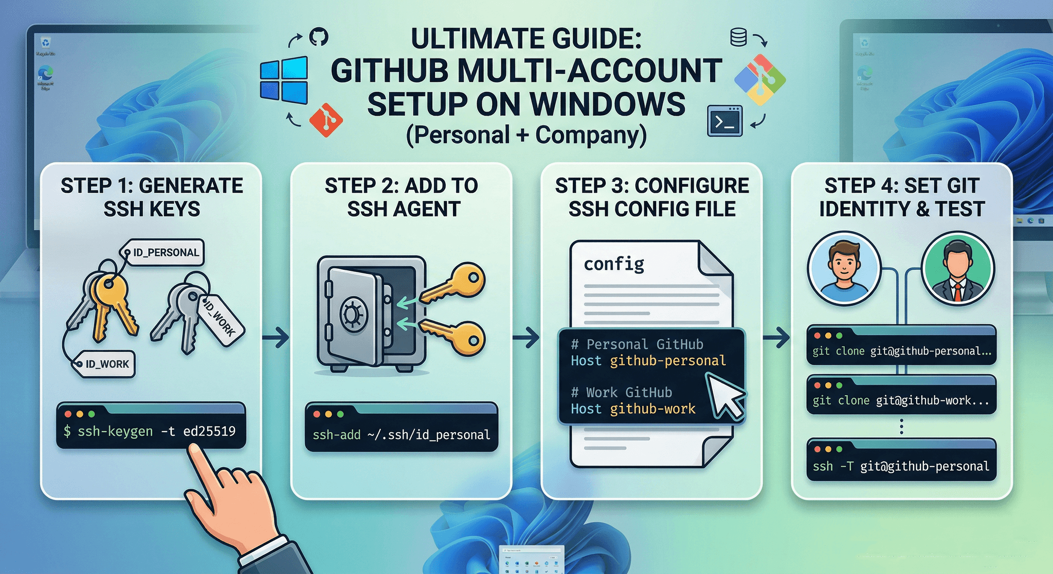 Complete Guide: GitHub Multi-Account Setup (Personal + Company) on Windows